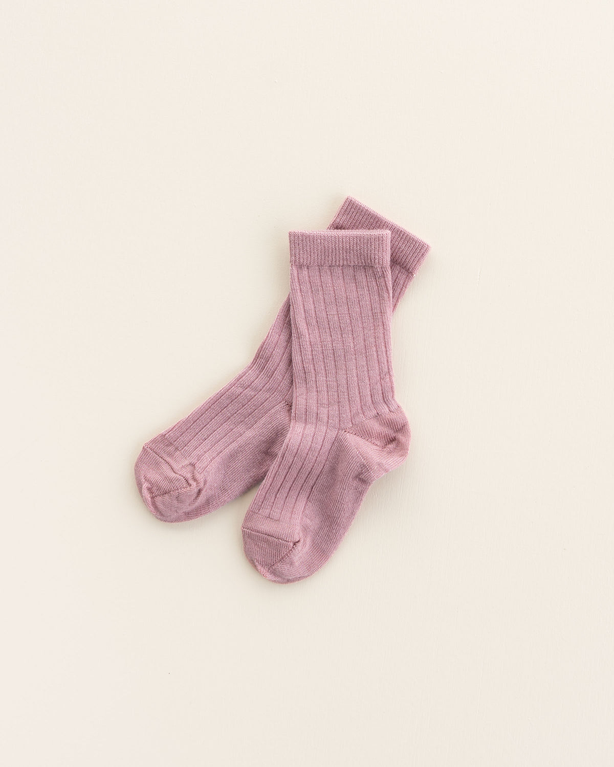 Woolen rib children's socks - cameo rose
