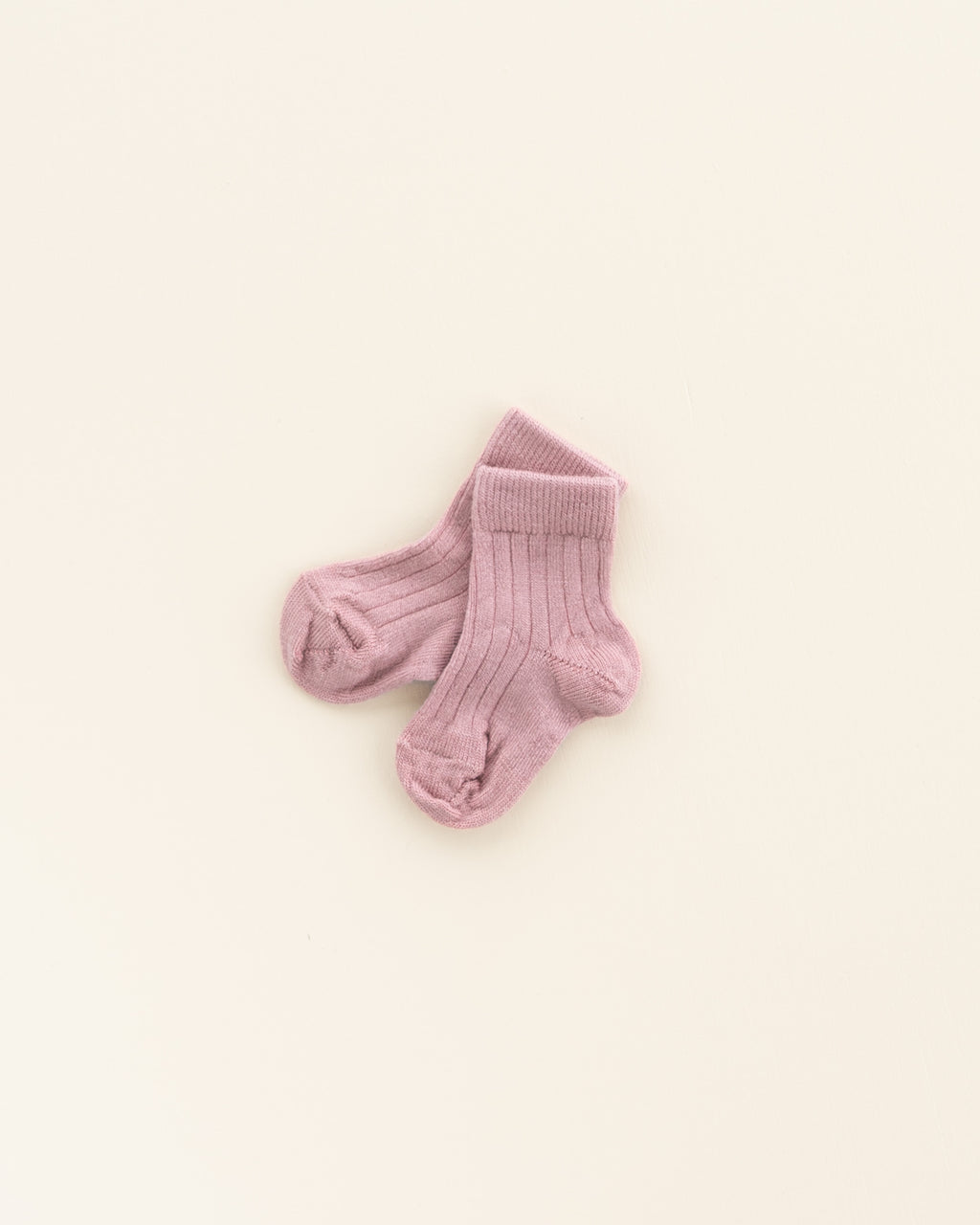 Woolen rib baby socks - cameo rose