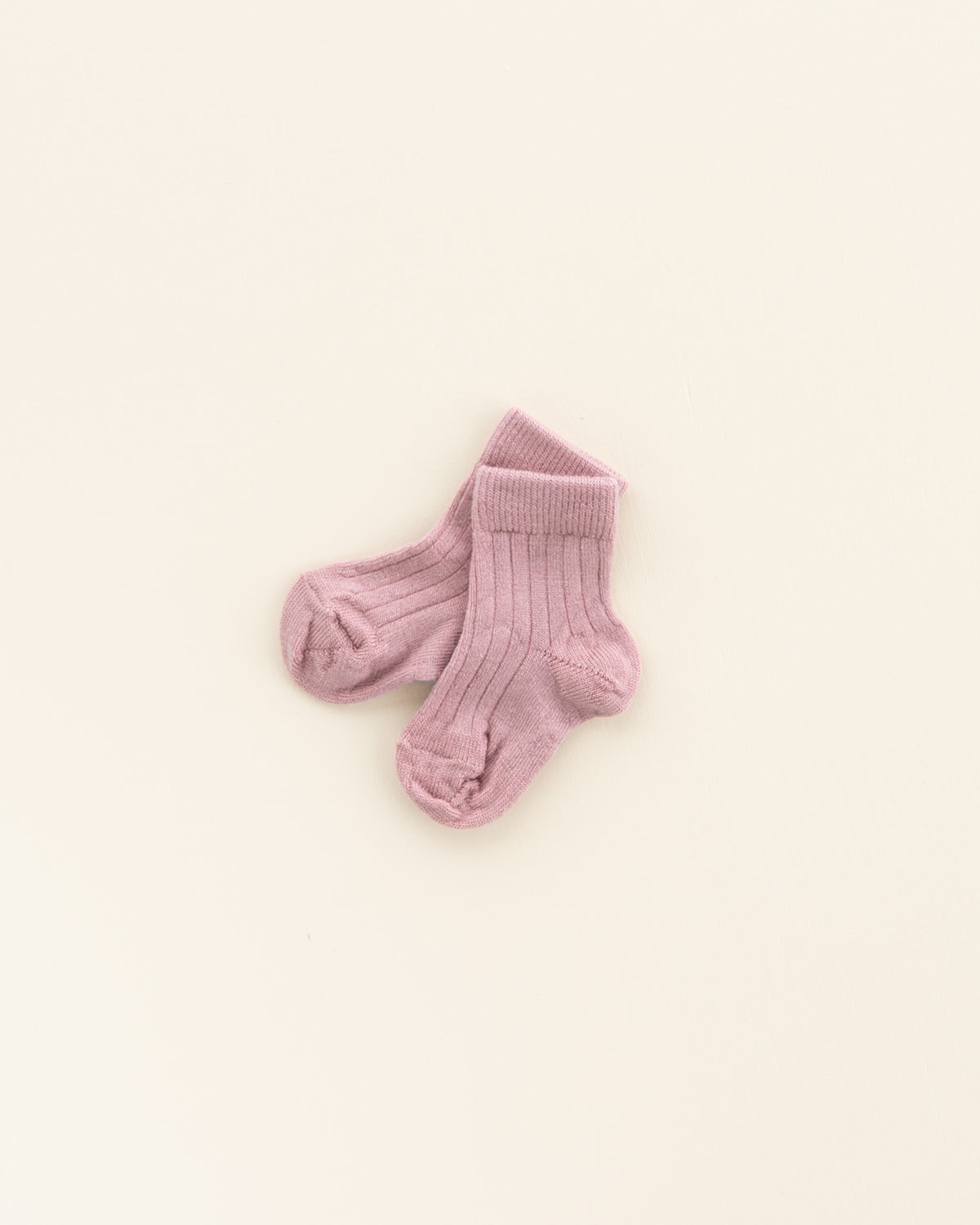 Woolen rib baby socks - cameo rose