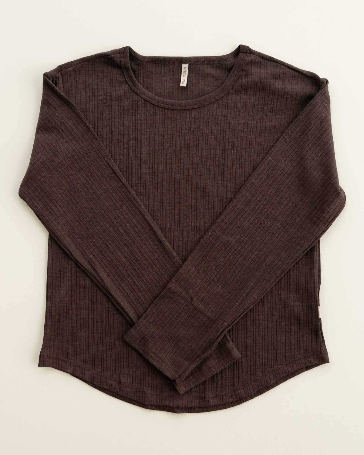 Relaxed-fit longsleeve Mari rib wool/silk - cocoa