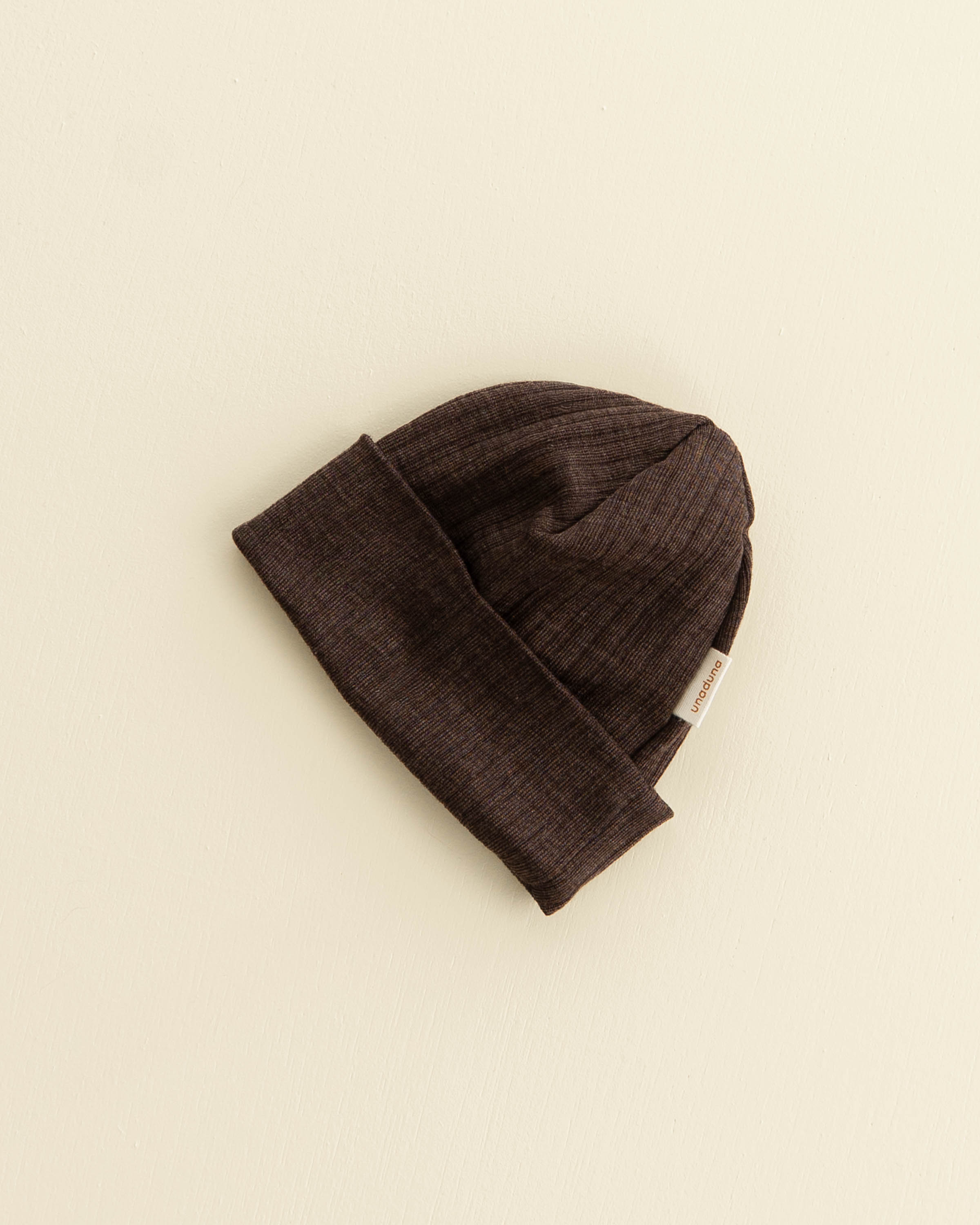 Baby hat rib wool/silk - cocoa