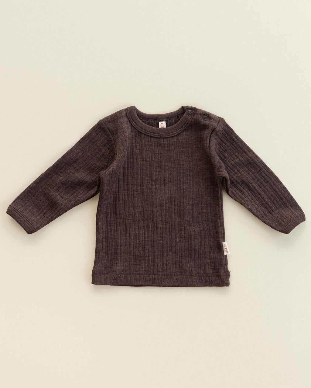 Babyshirt longsleeves rib wool/silk - cocoa