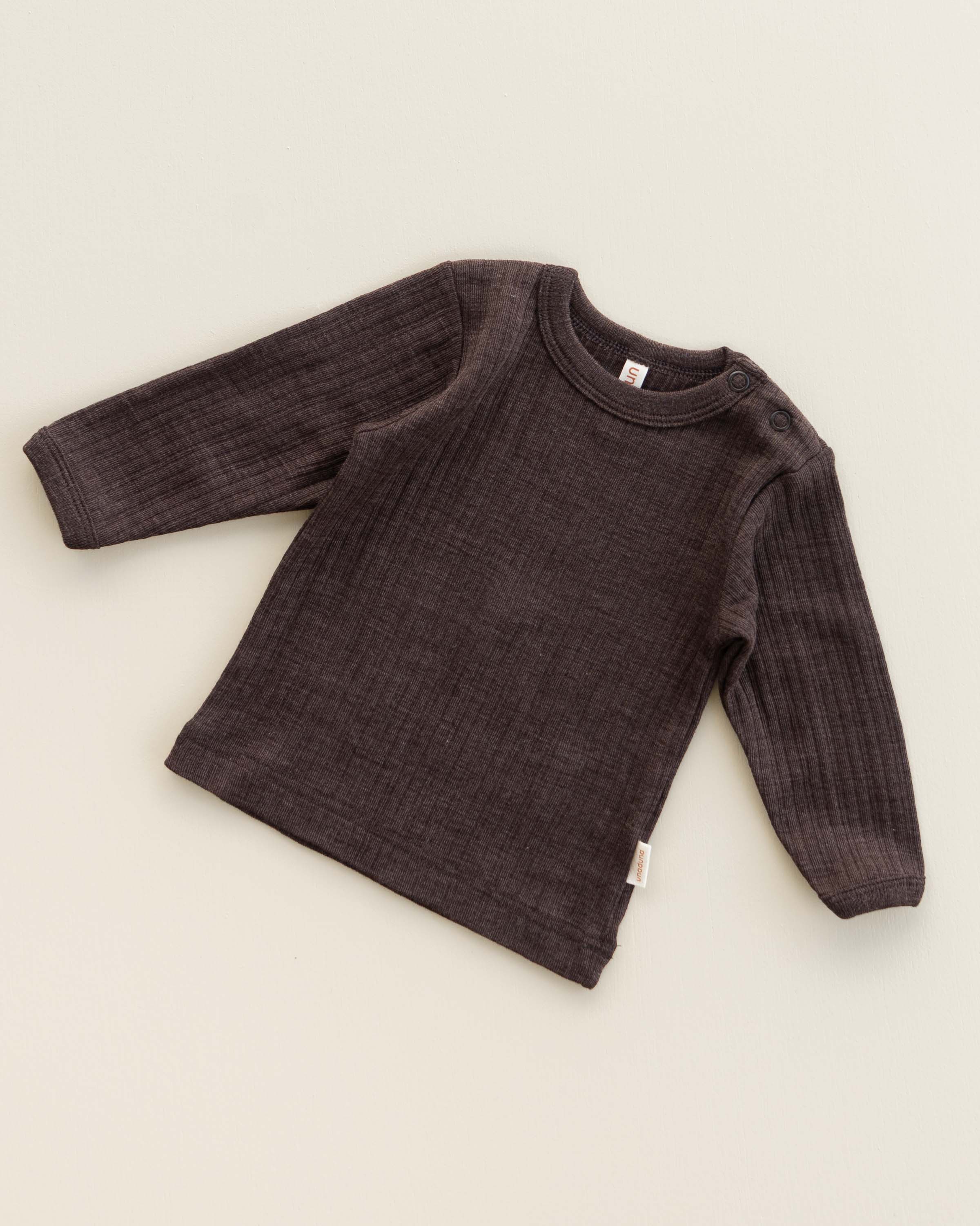 Babyshirt longsleeves rib wool/silk - cocoa