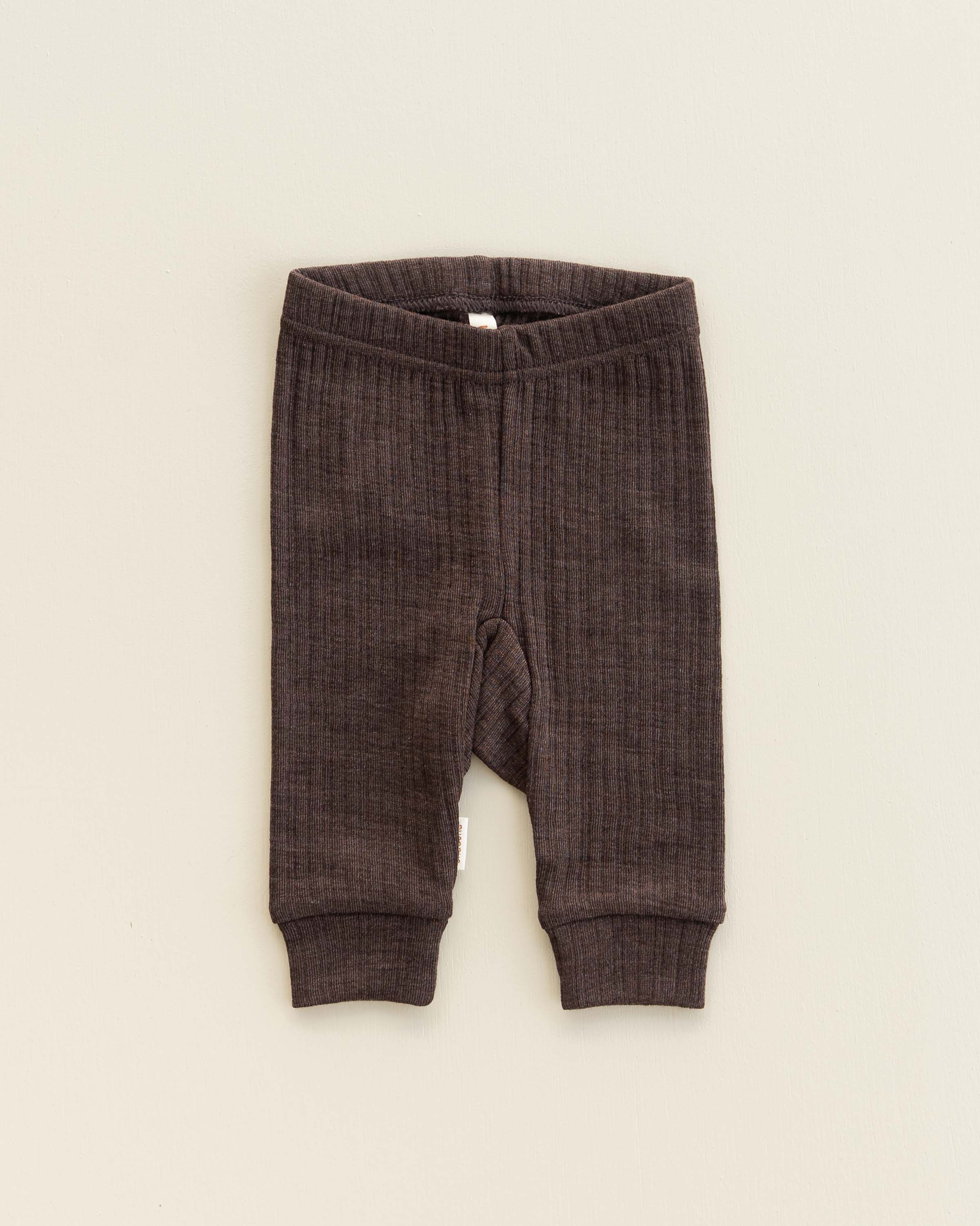 Baby leggings rib wool/silk - cocoa