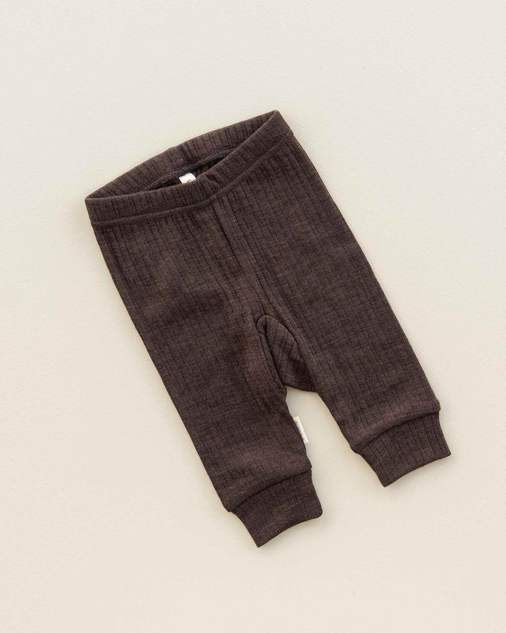 Baby leggings rib wool/silk - cocoa