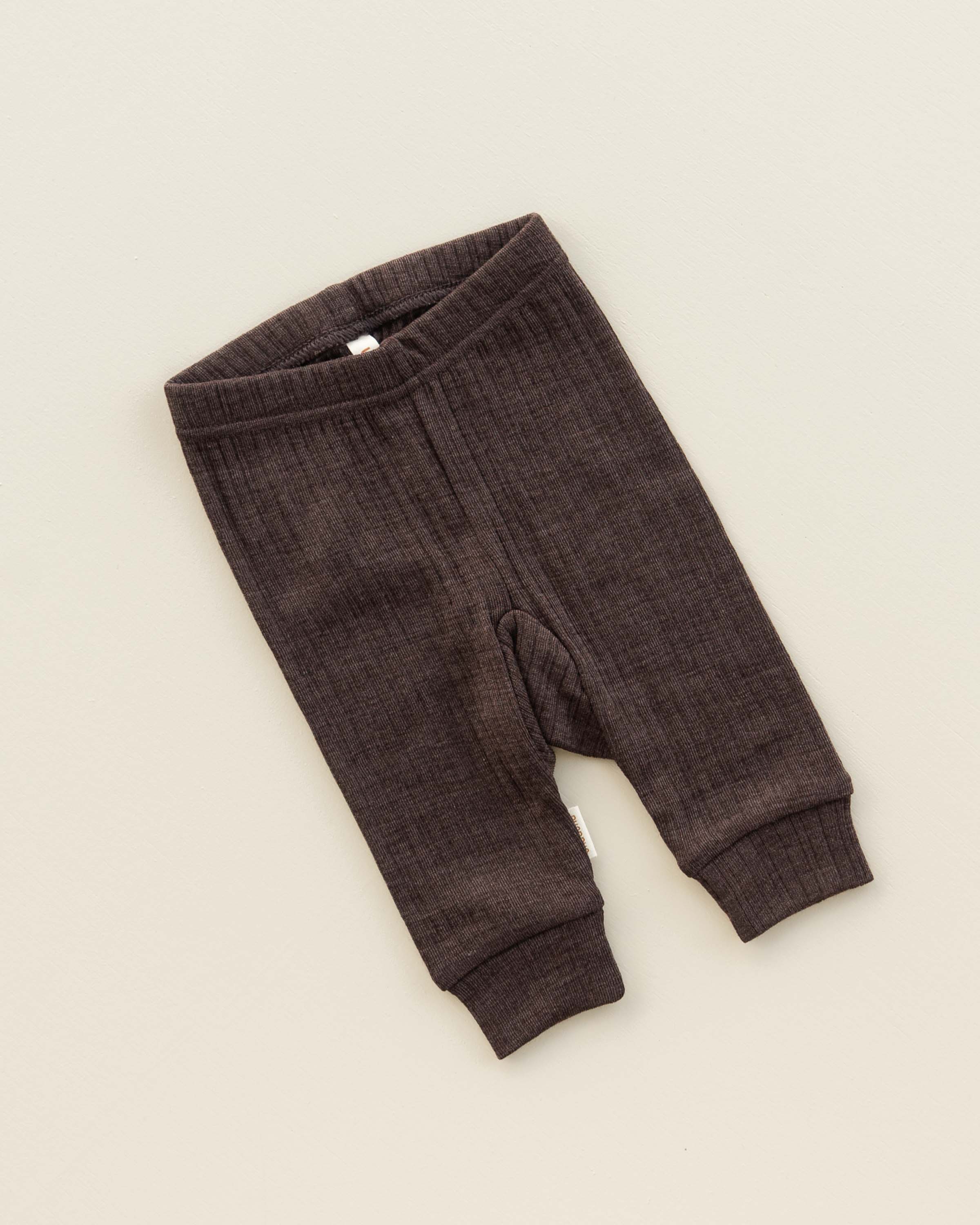 Baby leggings rib wool/silk - cocoa