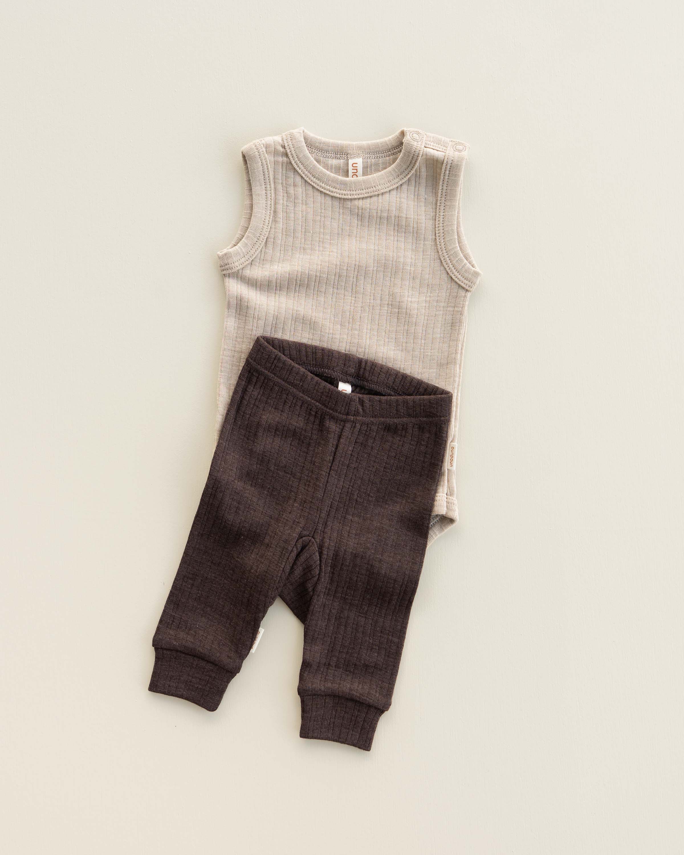 Baby leggings rib wool/silk - cocoa