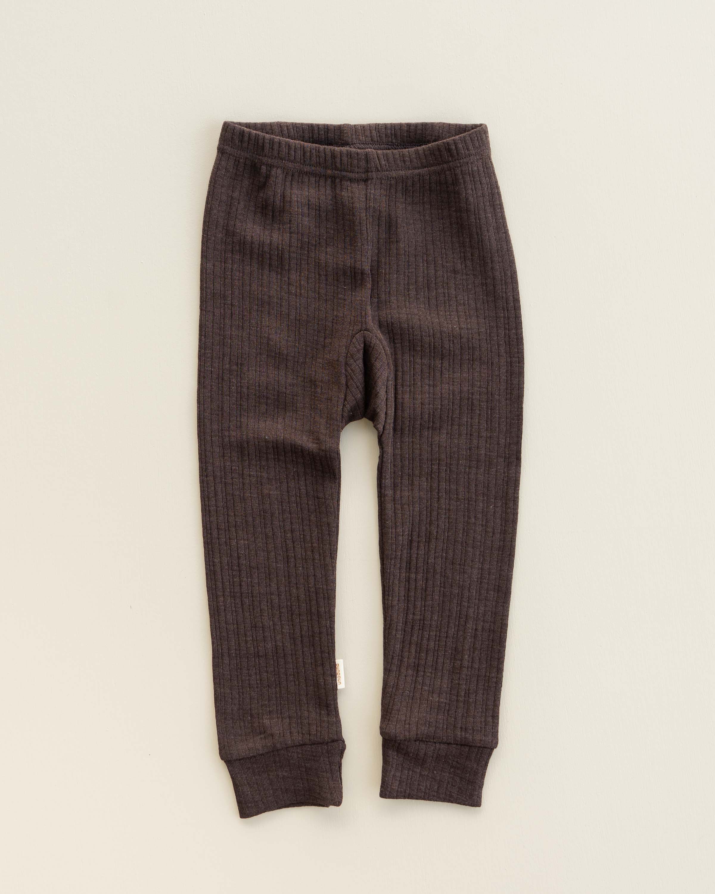 Kids leggings rib wool/silk - cocoa