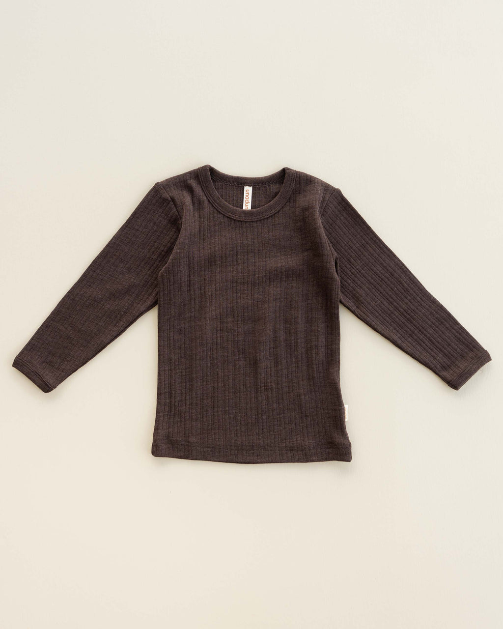 Shirt longleeves rib wool/silk - cocoa