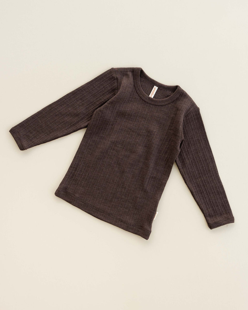 Shirt longleeves rib wool/silk - cocoa