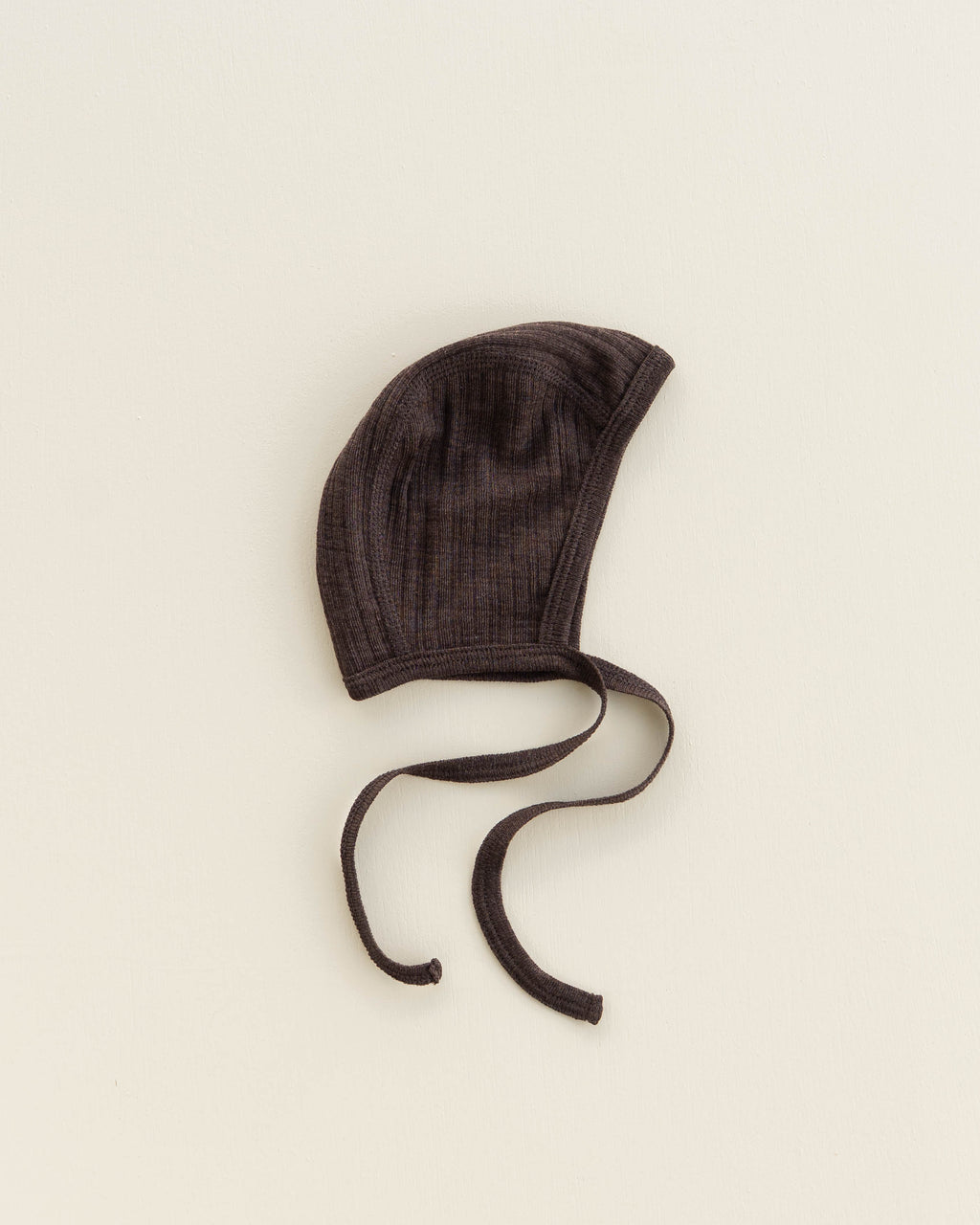 Baby bonnet rib wool/silk - cocoa