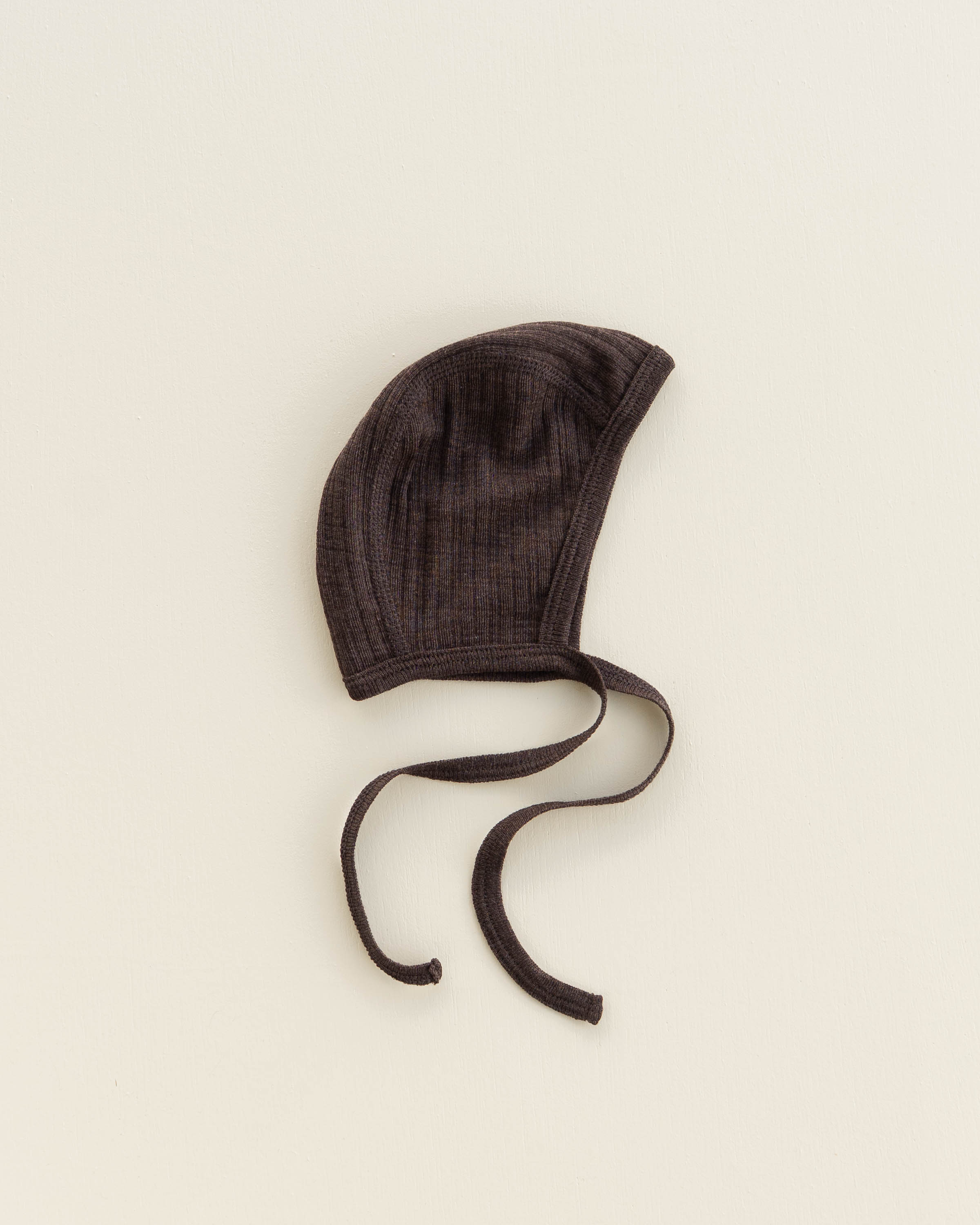 Baby bonnet rib wool/silk - cocoa