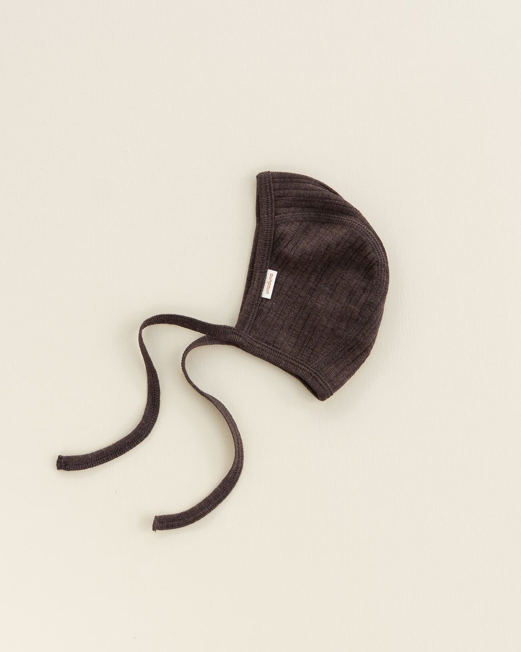 Baby bonnet rib wool/silk - cocoa