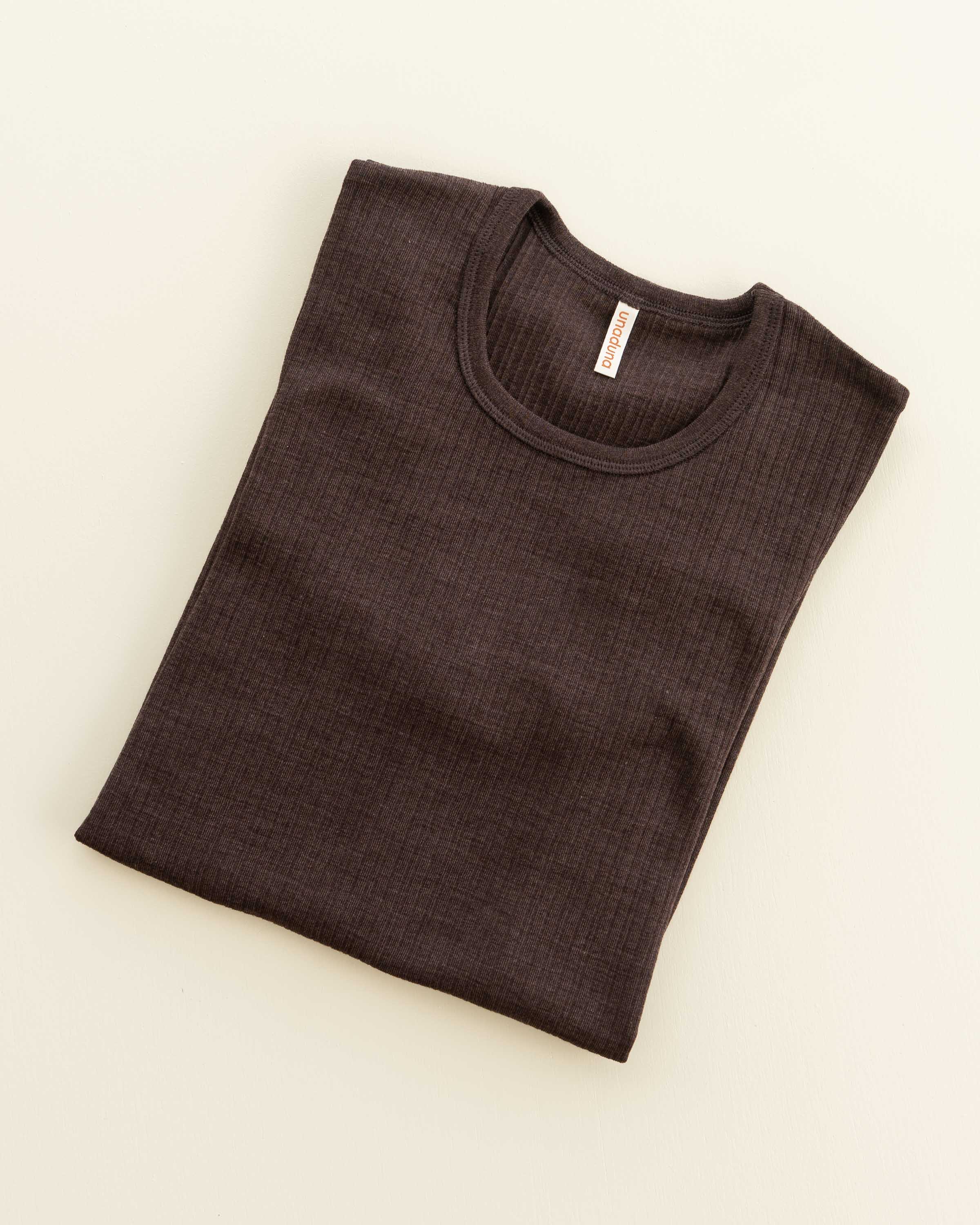 Men's shirt longsleeves rib wool/silk - cocoa