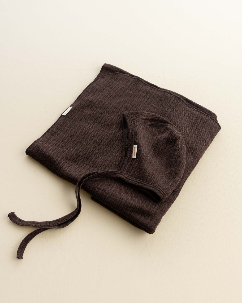Baby bonnet rib wool/silk - cocoa