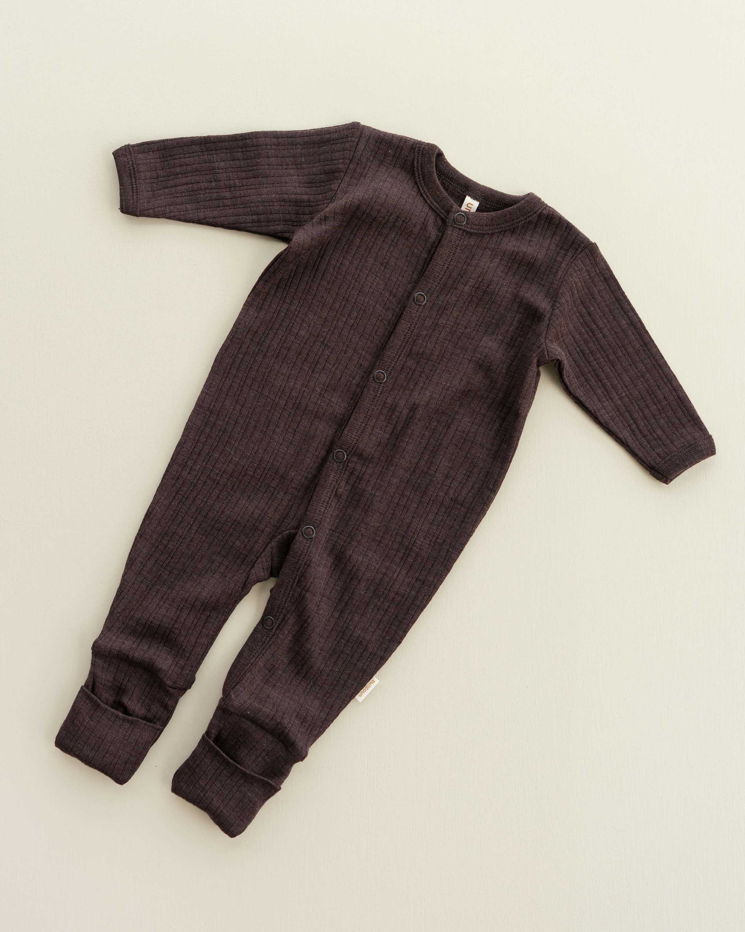 Onesie rib 2 in 1 feet wool/silk - cocoa