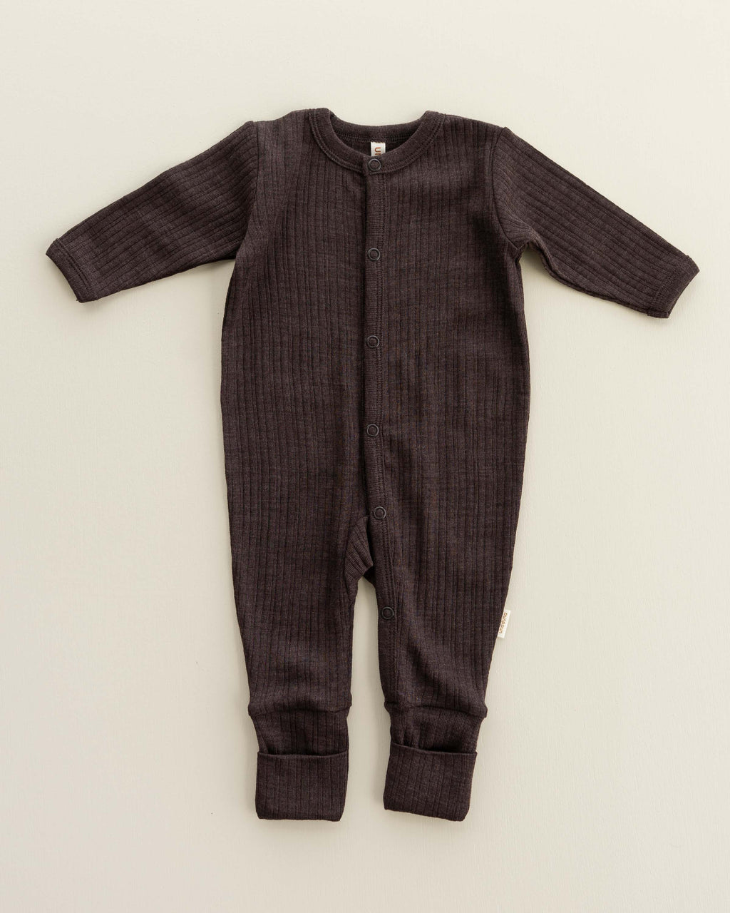 Onesie rib 2 in 1 feet wool/silk - cocoa