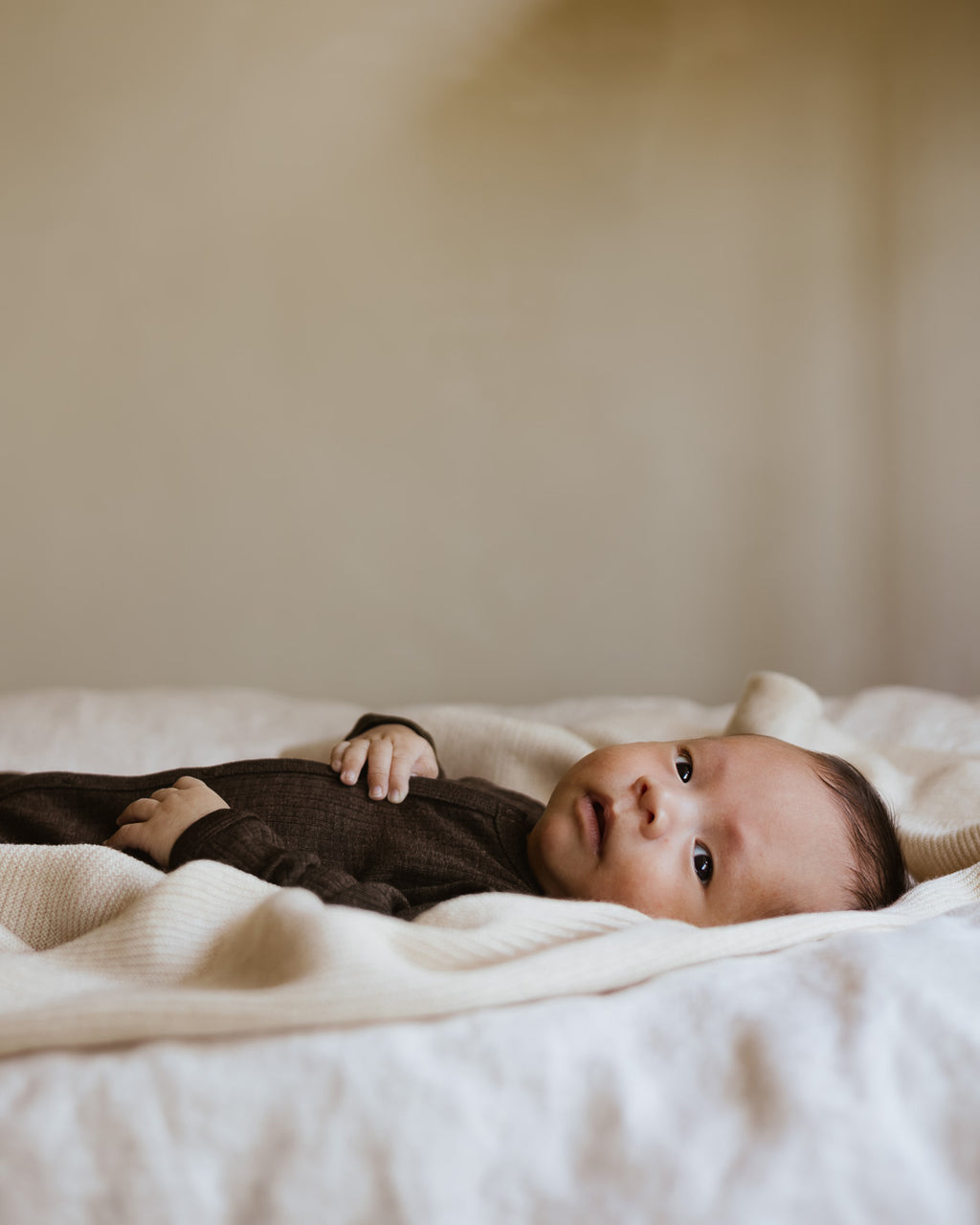 Baby leggings rib wool/silk - cocoa