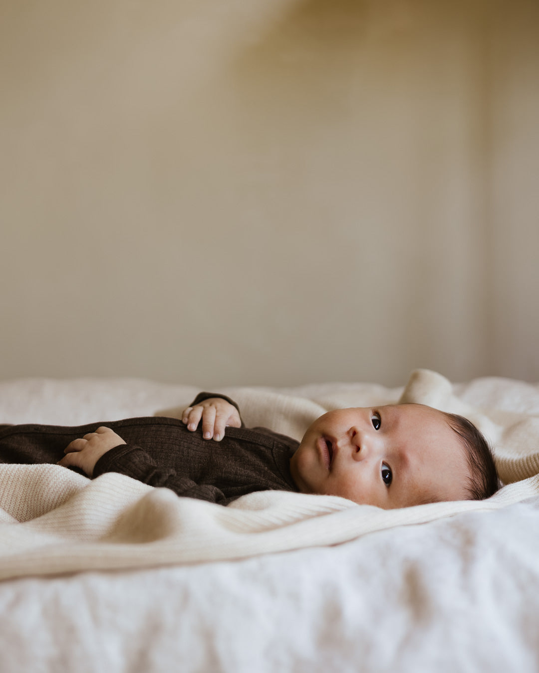 Baby leggings rib wool/silk - cocoa