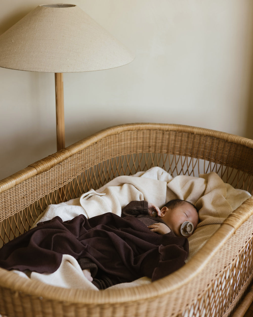 Baby wrap-around shirt rib wool/silk - cocoa