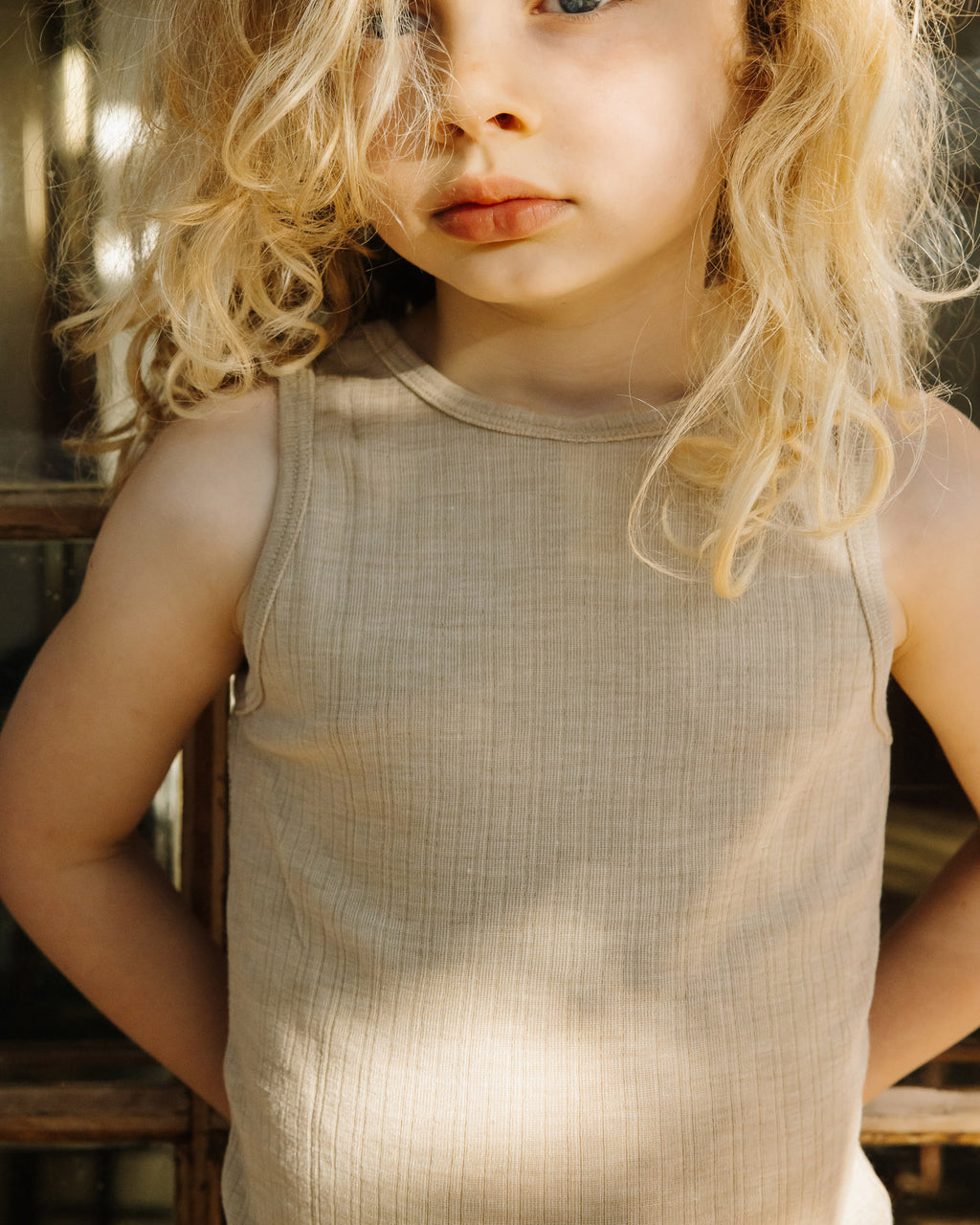 Kids undershirt rib wool/silk - maca