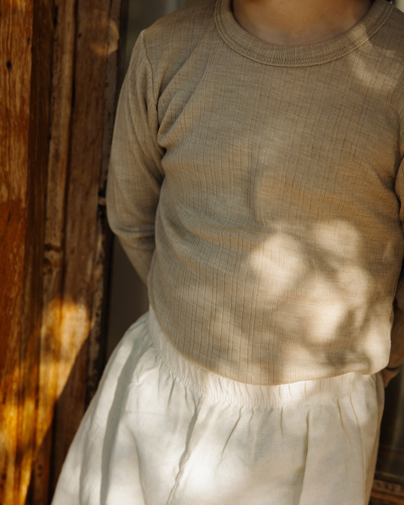 Shirt longleeves rib wool/silk - maca