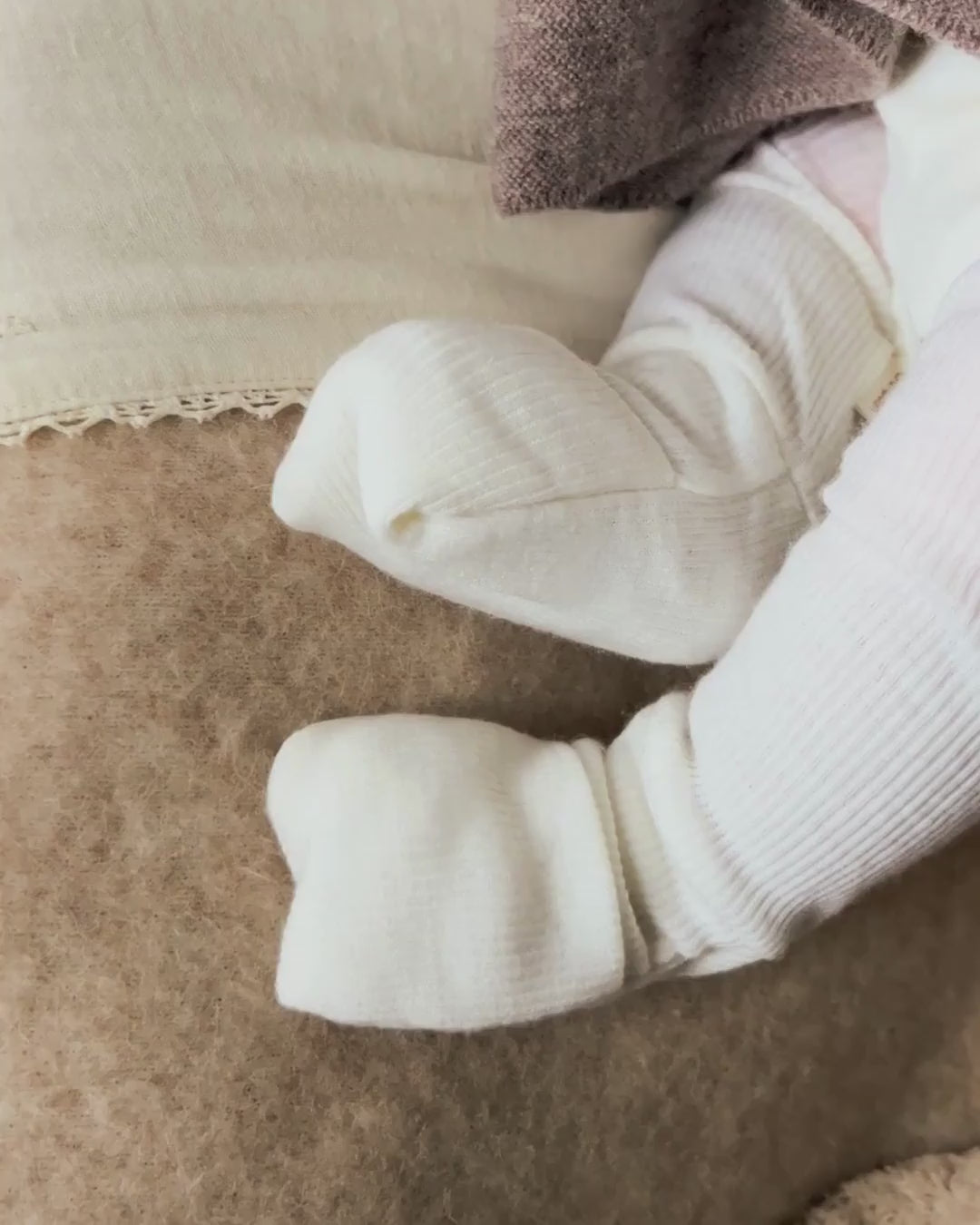 Baby pants tiny rib wool 2 in 1 feet - light mazarin