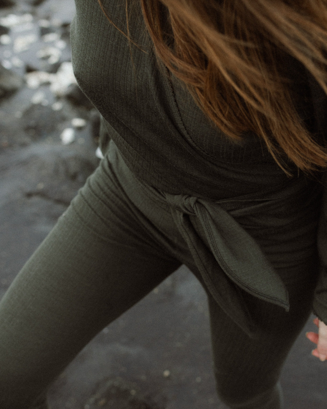 Unaduna - dames legging wol-zijde - wakame