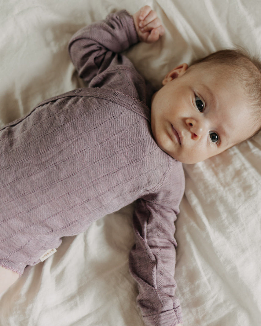 Unaduna - wikkel romper heather @geliebtundgeborgen