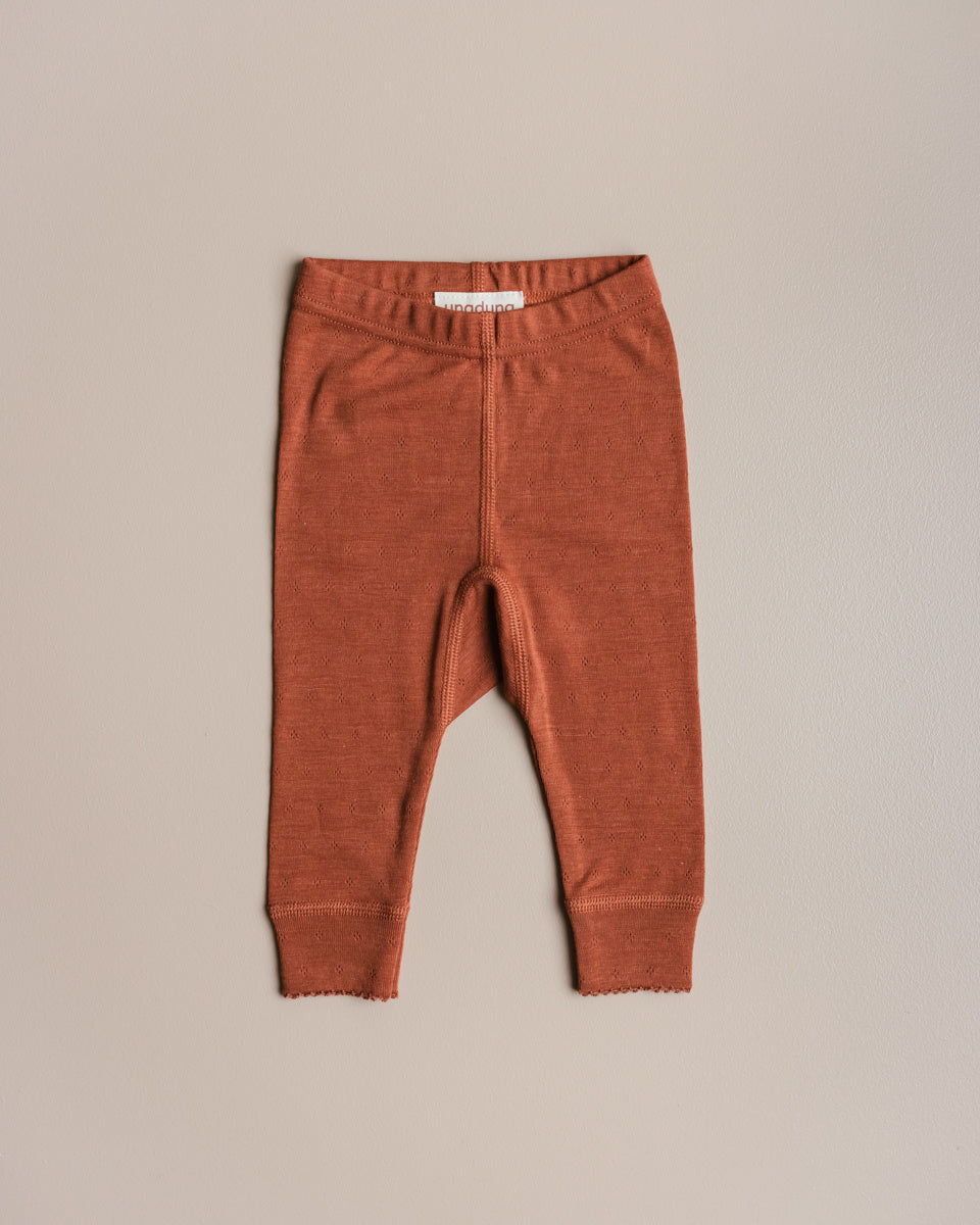 unaduna baby legging pointelle wol zijde umber