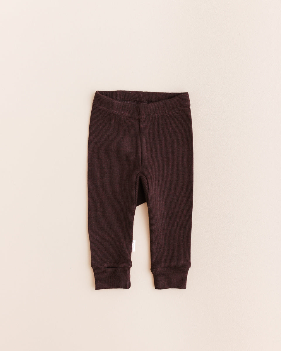 Unaduna baby legging wol kladdkaka bruin tiny rib