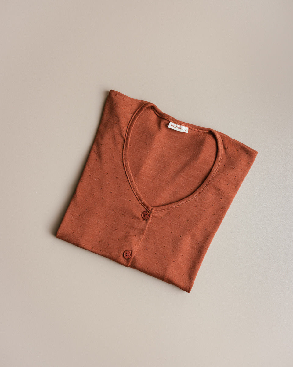 unaduna dames vest pointelle wol zijde umber