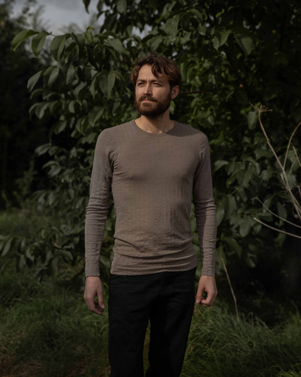 UNADUNA heren shirt lange mouwen hazel wol zijde 1