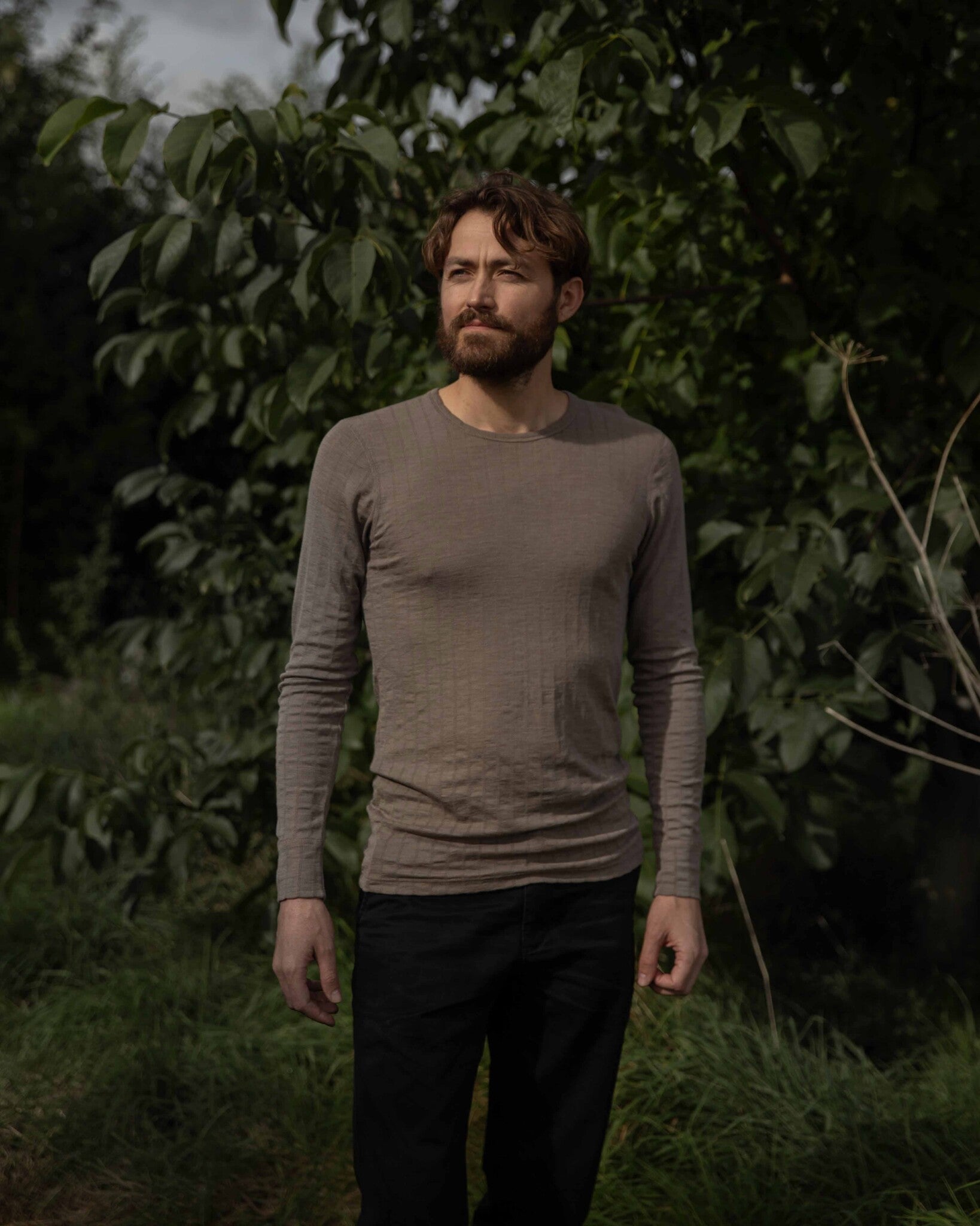 UNADUNA heren shirt lange mouwen hazel wol zijde 1