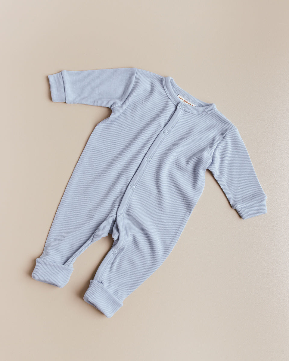 unaduna jumpsuit tiny rib wool:silk 2 in 1 feet blue bird