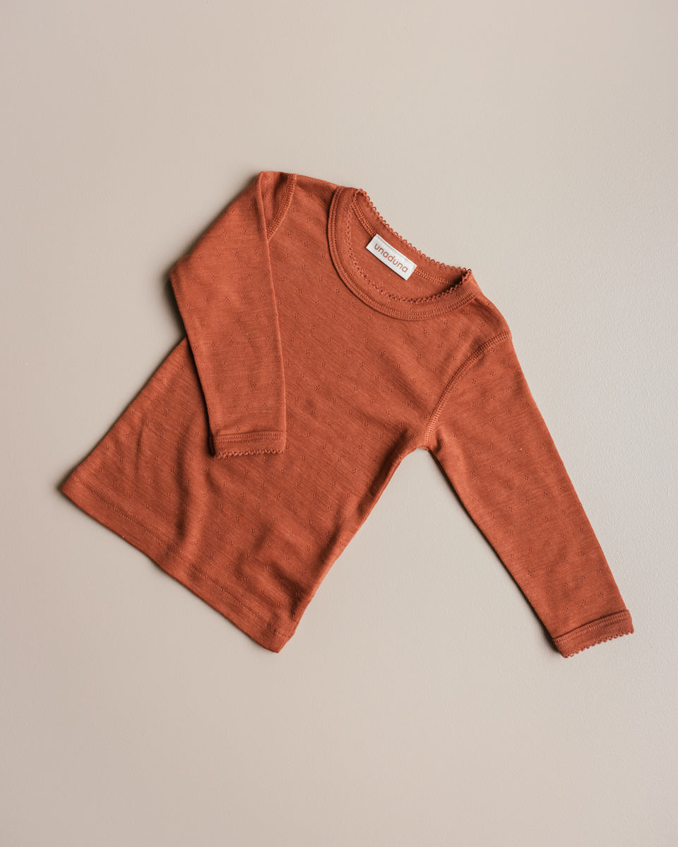 Unaduna longsleeve wool silk pointelle umbre